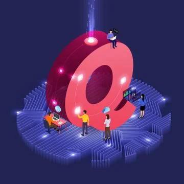 Isometric business teamwork. Stock Illustration