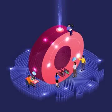 Isometric business teamwork. Stock Illustration