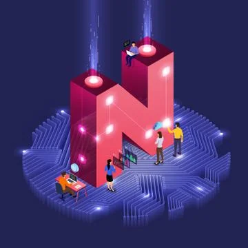 Isometric business teamwork. Stock Illustration