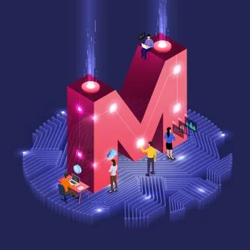 Isometric business teamwork. Stock Illustration