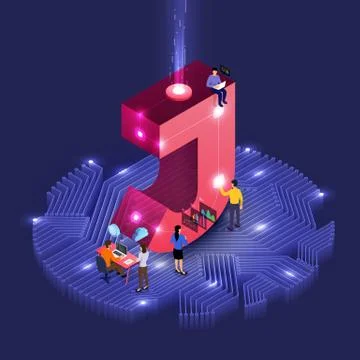 Isometric business teamwork. Stock Illustration