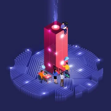 Isometric business teamwork. Stock Illustration