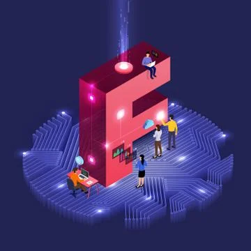Isometric business teamwork. Stock Illustration