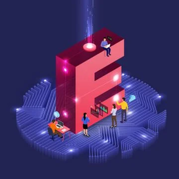 Isometric business teamwork. Stock Illustration
