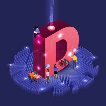 Isometric business teamwork. Stock Illustration