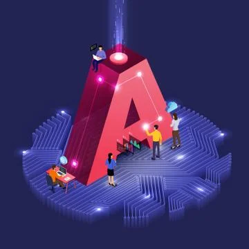 Isometric business teamwork. Stock Illustration