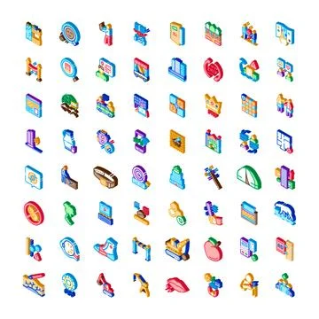 Isometric business technology and communication symbols collection イラスト素材