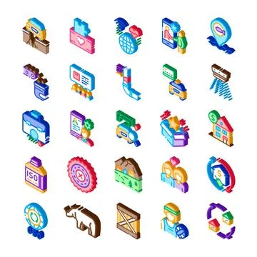 Isometric business technology services collection icons Stock Illustration