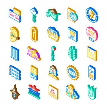Isometric business technology tools and services icons 스톡 일러스트