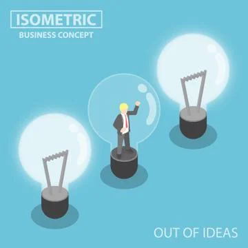 Isometric Business Trapping Inside Broken Light Bulb Stock Illustration