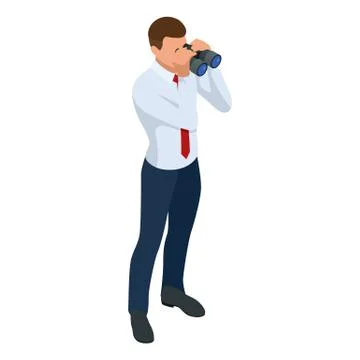 Isometric businessman isolated on write. Creating an office worker character Stock Illustration