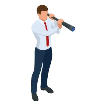Isometric businessman isolated on write. Creating an office worker character Stock Illustration
