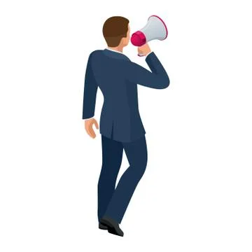Isometric businessman isolated on write. Creating an office worker character Stock Illustration