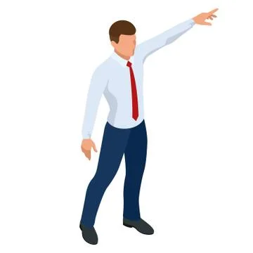Isometric businessman isolated on write. Creating an office worker character Stock Illustration