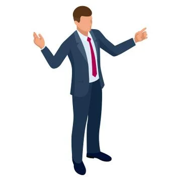 Isometric businessman isolated on write. Creating an office worker character Stock Illustration