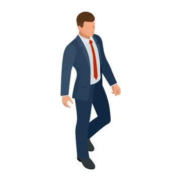 Isometric businessman isolated on write. Creating an office worker character Stock Illustration