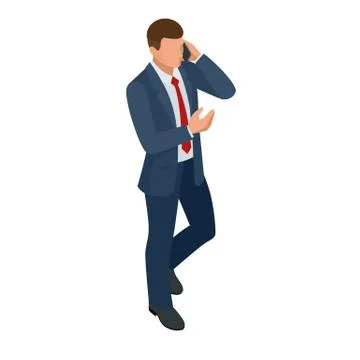Isometric businessman isolated on write. Creating an office worker character Stock Illustration
