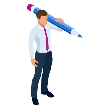 Isometric businessman isolated on write. Creating an office worker character 스톡 일러스트