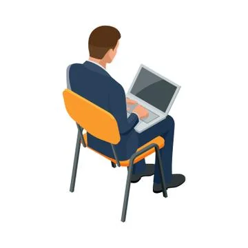 Isometric businessman isolated on write. Creating an office worker character イラスト素材
