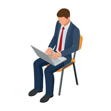Isometric businessman isolated on write. Creating an office worker character 库存插图