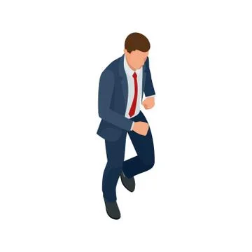 Isometric businessman isolated on write. Creating an office worker character Stock Illustration