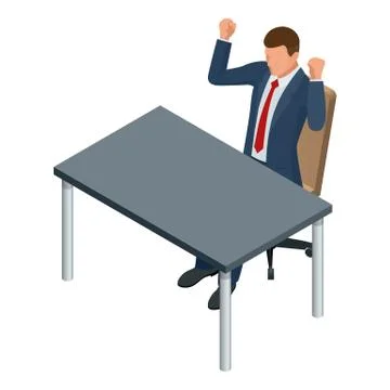 Isometric businessman isolated on write. Creating an office worker character Stock Illustration
