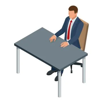 Isometric businessman isolated on write. Creating an office worker character Stock Illustration