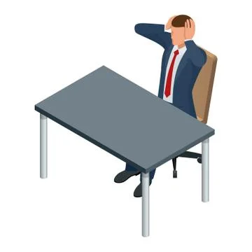 Isometric businessman isolated on write. Creating an office worker character 스톡 일러스트