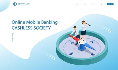 Isometric Businessmen Using Compass for Navigation and Orientation in Business Stock Illustration