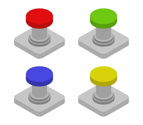 Isometric button icon illustrated in vector on white background Stock Illustration