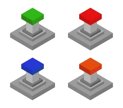 Isometric button icon illustrated in vector on white background Stock Illustration