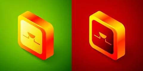 Isometric Buzzer in electronic circuit icon isolated on green and red background Illustrazione stock
