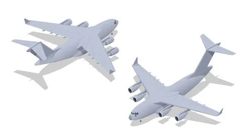 Isometric C-17 Globemaster III is a large military transport aircraft. Military Stock Illustration