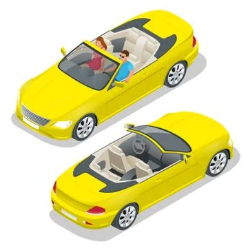 Isometric Cabriolet car Stock Illustration