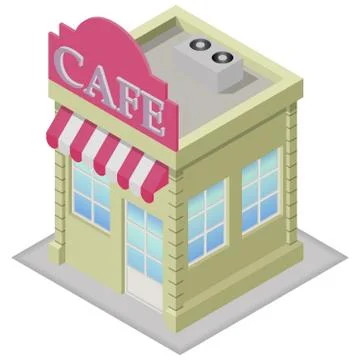 Isometric cafe building Stock Illustration