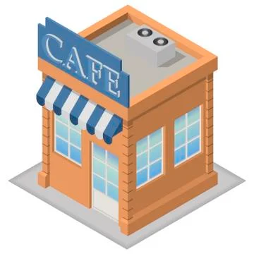 Isometric cafe building Stock Illustration