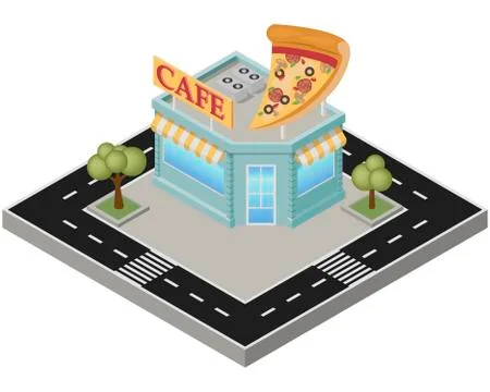 Isometric cafe building Stock Illustration