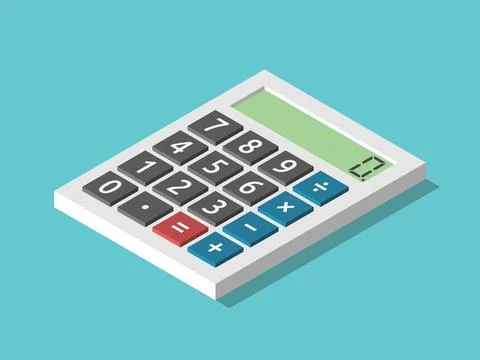 Isometric calculator displaying zero Stock Illustration
