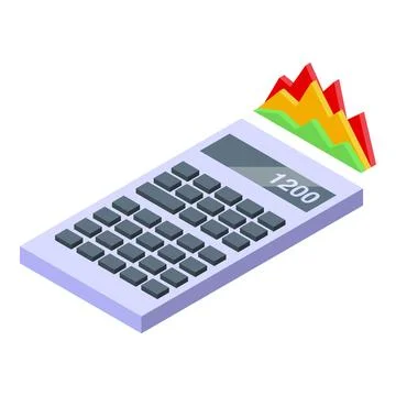 Isometric calculator with graph charts Stock Illustration
