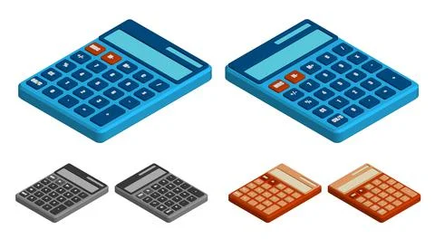 Isometric calculator. Learning tools. Calculation of finances Stock Illustration