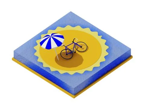 Isometric camping on the beach Stock Illustration