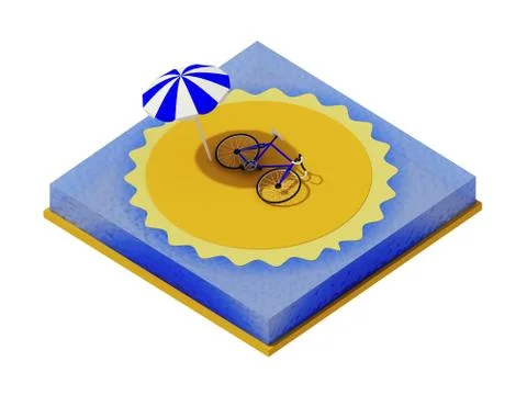 Isometric camping on the beach Stock Illustration