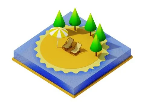 Isometric camping on the beach Stock Illustration