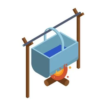 Isometric Camping Pot Icon Stock Illustration