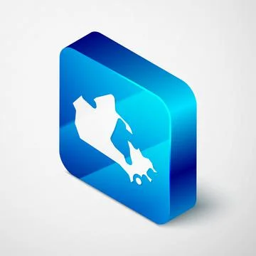 Isometric Canada map icon isolated on grey background. Blue square button Stock Illustration