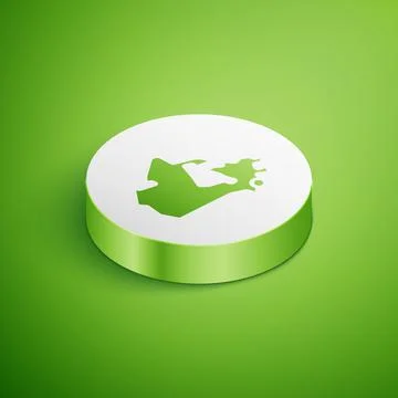 Isometric Canada map icon isolated on green background. White circle button Stock Illustration