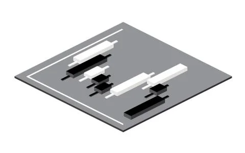 Isometric candlestick chart. Stock Illustration