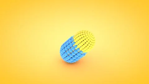 Isometric capsule atom array illustration, 3D rendering Stock Illustration