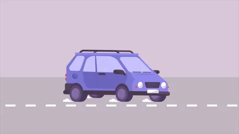 Isometric Car Is Driving On The Road Stock Footage 219558806
