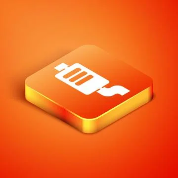 Isometric Car muffler icon isolated on orange background. Exhaust pipe.  Vect Stock Illustration